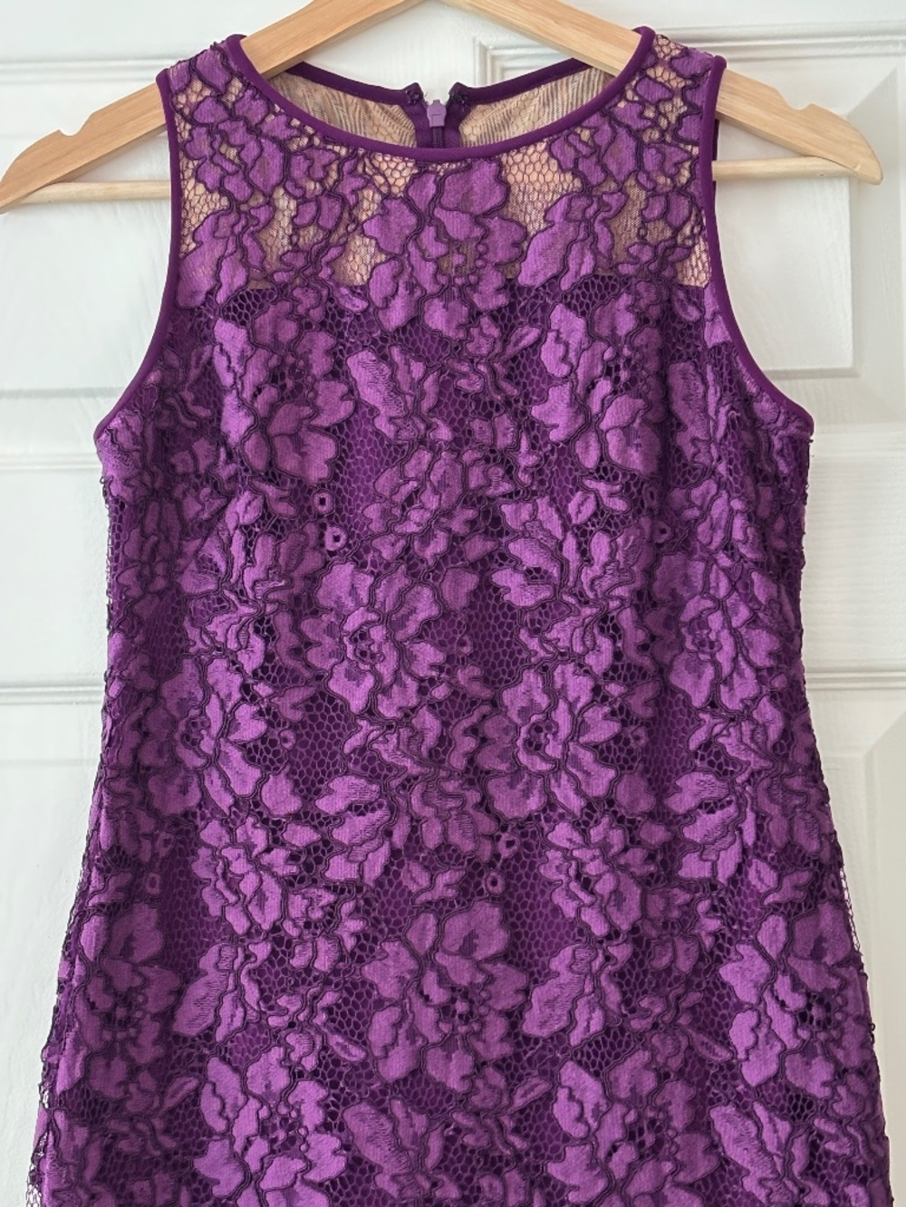 Lauren Ralph Lauren Melia Floral Lace Sheath Dress - Plum Purple Size 0P - Picture 6 of 11